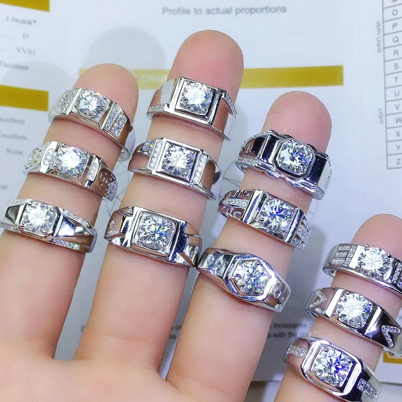 

Moissanite Men Rings D color Vvs1 Excellent Round Cut Big Loose Mossanite Diamond Gemstone 1carats for Wedding Ring