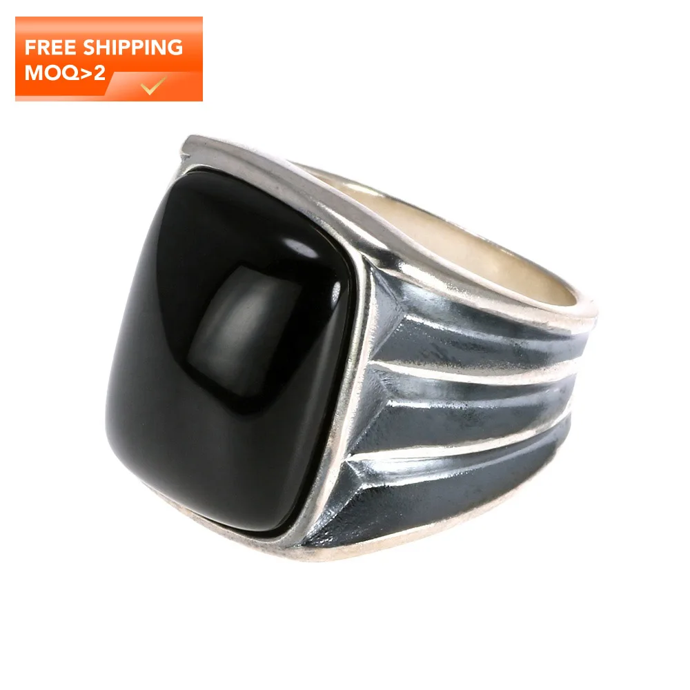 

Natural Black Onyx Stone Jewelry Ring Wholesale Gemstone Rings For Male Man