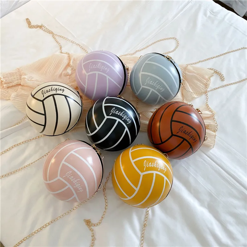 

Wholesale New Fun Fashion Round Volleyball Bag Women Mini Basketball Kids Basket Ball Purse Handbags Casual Crossbody Bags, 7 colors