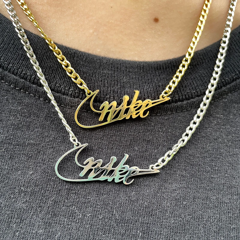 

2021 New cool designer In Stocks- Stainless Steel Jewelry Swoosh Tick Pendant Necklace Urban Street Customized Necklace Hip Hop
