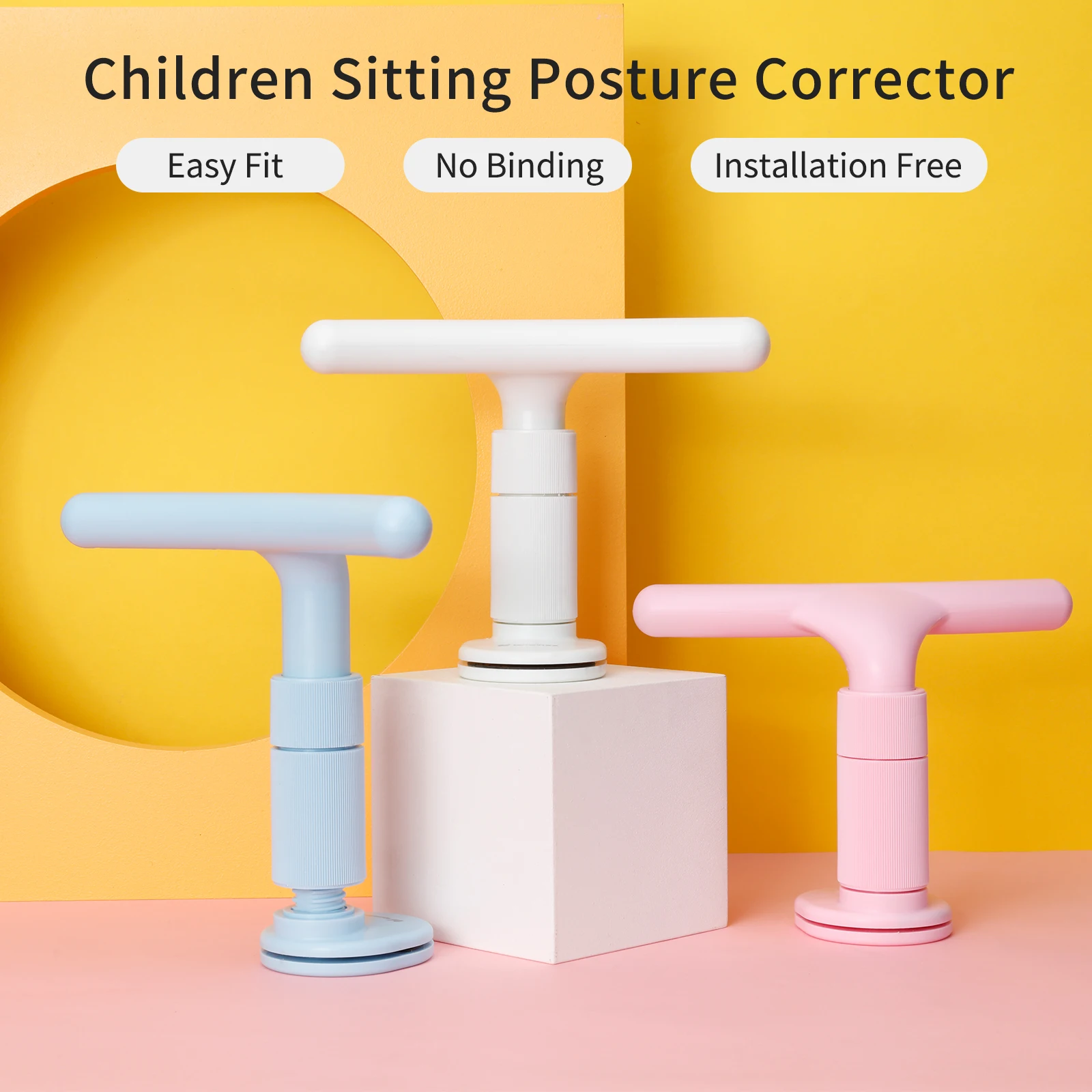 

Adjustable Anti-myopia Support Brace Reading Writing Stationery Set Kids Sitting Posture Corrector, Blue/pink