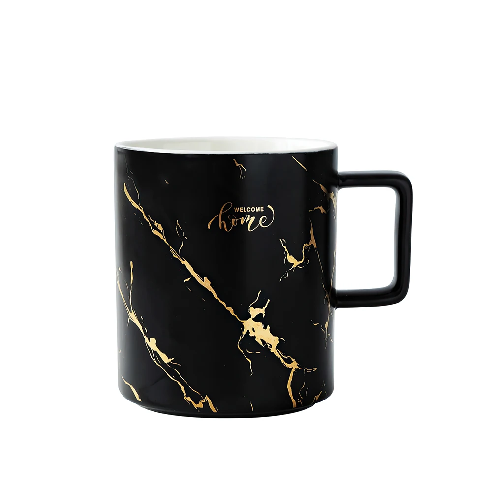 

wholesale black white gold logo Nordic Christmas marbling drinking porcelain ceramic tea coffee mug