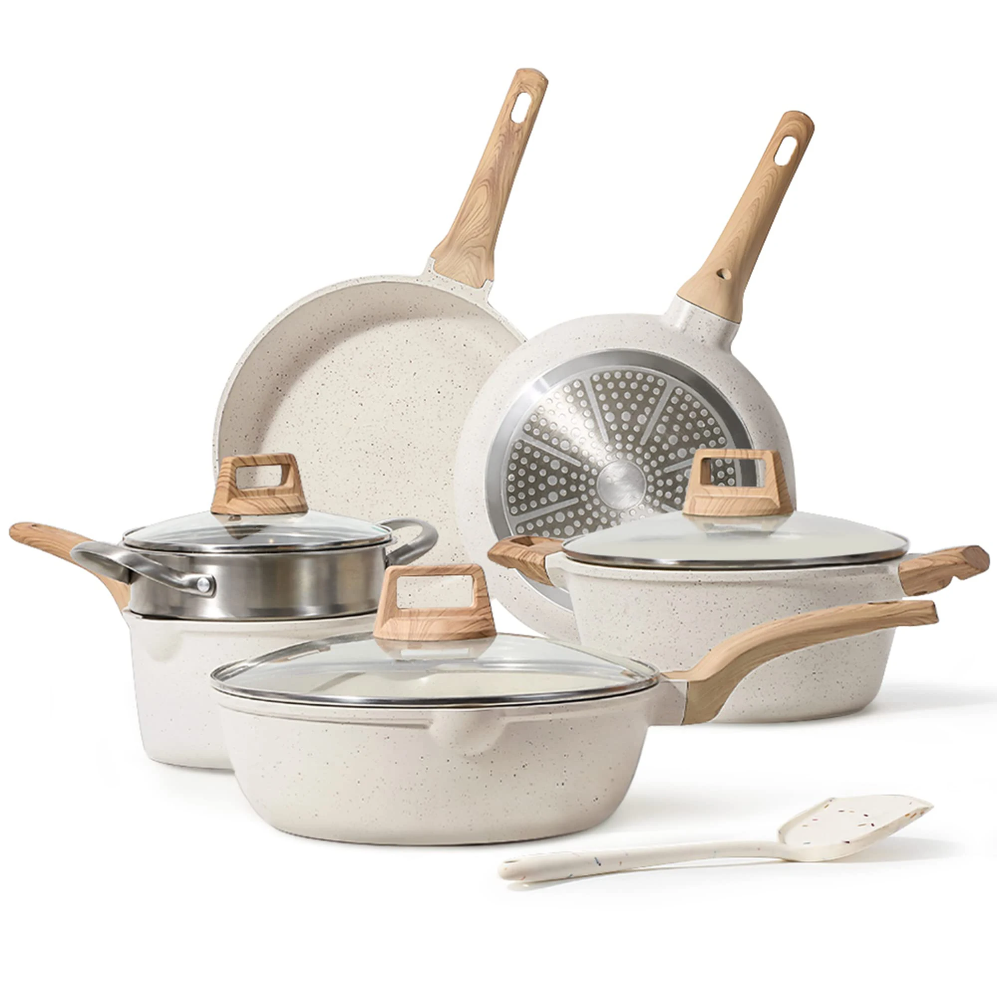Hot Kitchen Pots and Pans 10Pcs Cookware Set Kitchenware Frying Pan Soup Pot Spatula Set