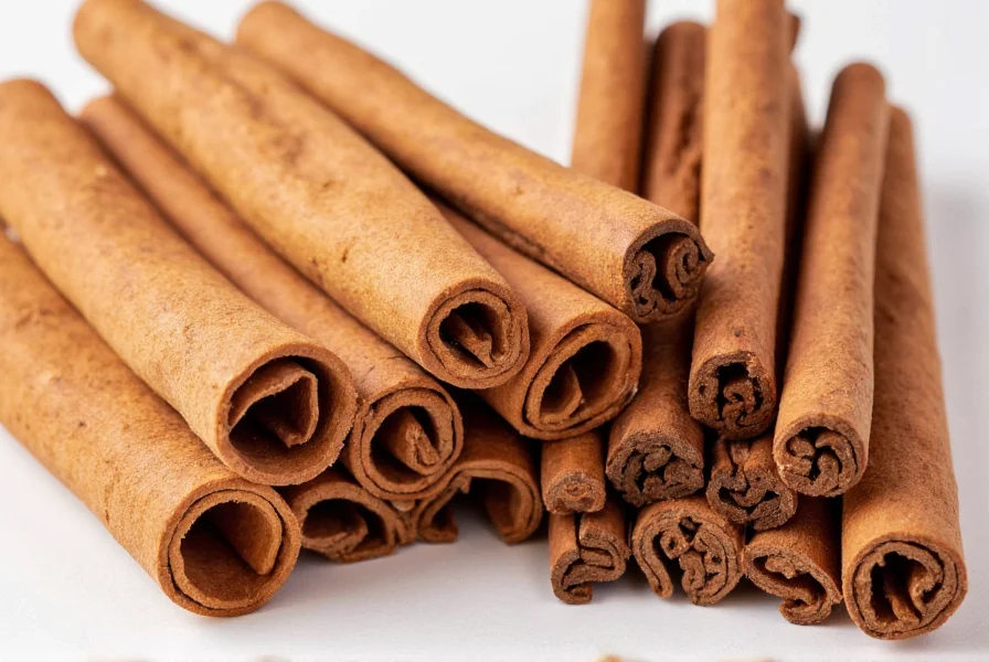 Close-up comparison of Ceylon cinnamon quills versus Cassia cinnamon sticks showing the delicate layered structure of Ceylon versus the thick single-layer Cassia