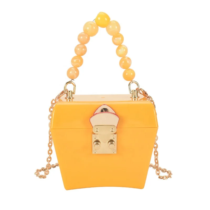 

2021 Fashion Candy Box Purses and Bags Cross Thick Chain Hand Bags Women Summer Mini Hard PVC Jelly Bag Handbags