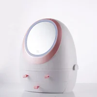 

Small Desktop dustproof led light cosmetic case makeup mirror Led table for bedroom