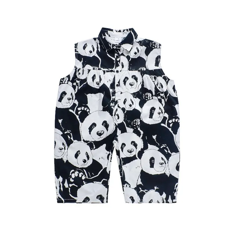 

2021 summer hot sales high quanlity panda printed jumpsuits kids girls toddler girl romper onesie fashion kids clothing