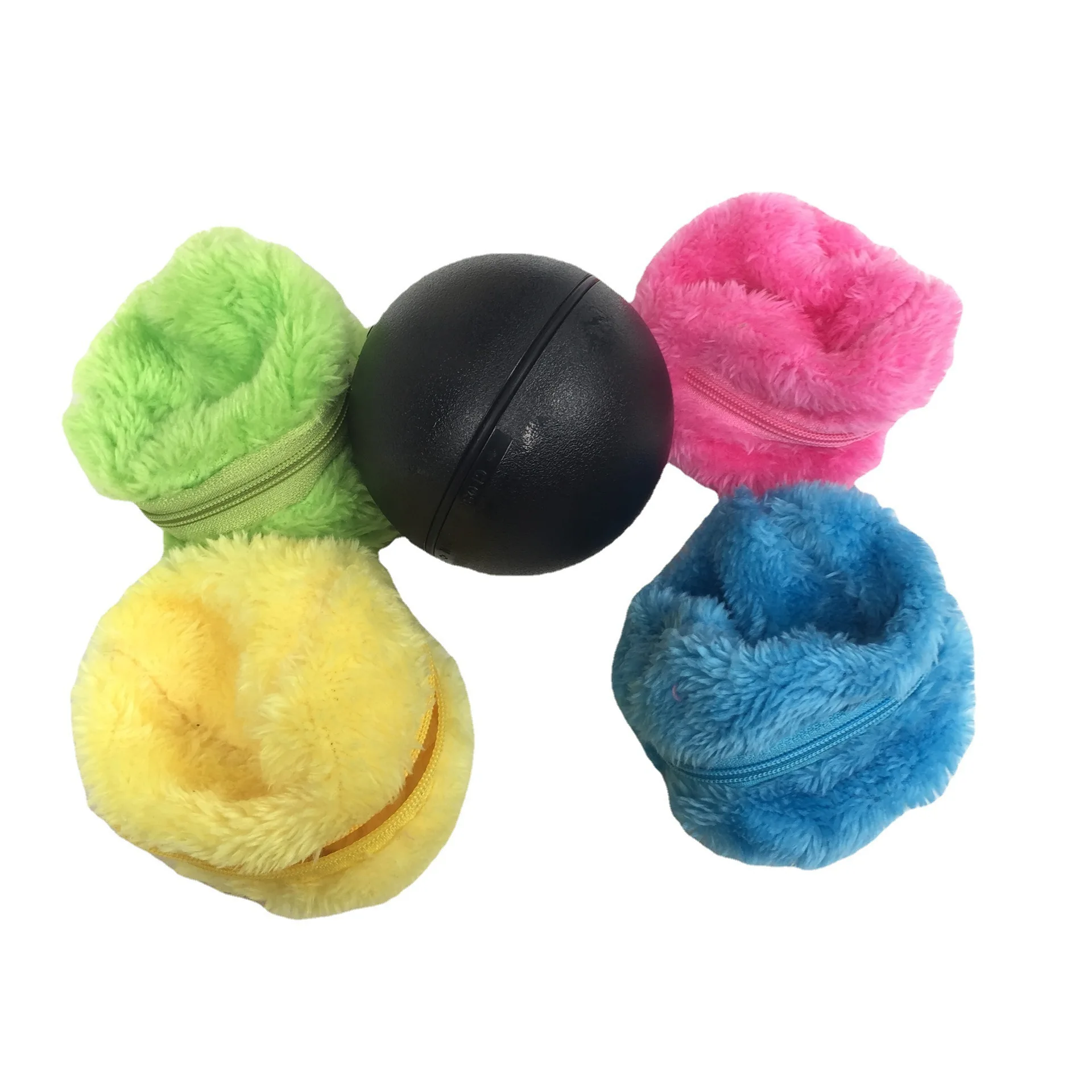 

Automatic Rolling Floor Sweeping Robot Automatic Magic Ball Electric Cat Dog Toy Ball With 4Pcs Colorful Cleaning Plush Covers, As picture