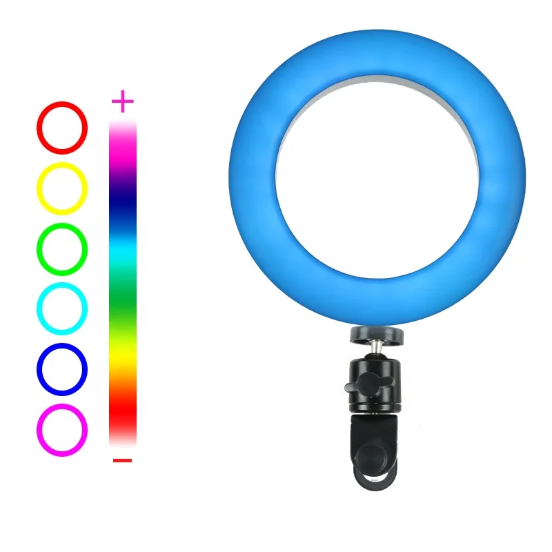 

6 inches Bi-color Portable Beauty Tiktok Circle LED RGB Ring Light For Video Meeting With Desk Clip, White/black/custom