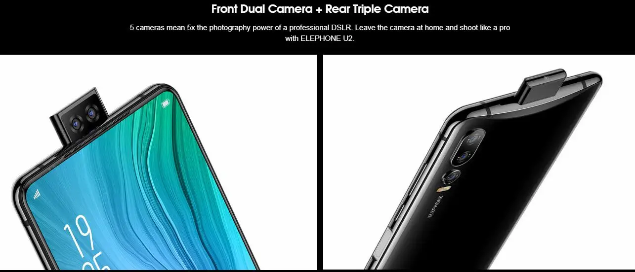 Elephone U2 - Full Screen Pop up Camera 16MP Triple Camera