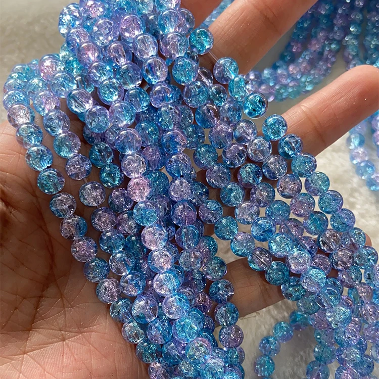 

stock for sale 6mm glass multi colored cracked crystal beads for diy, Any color is available