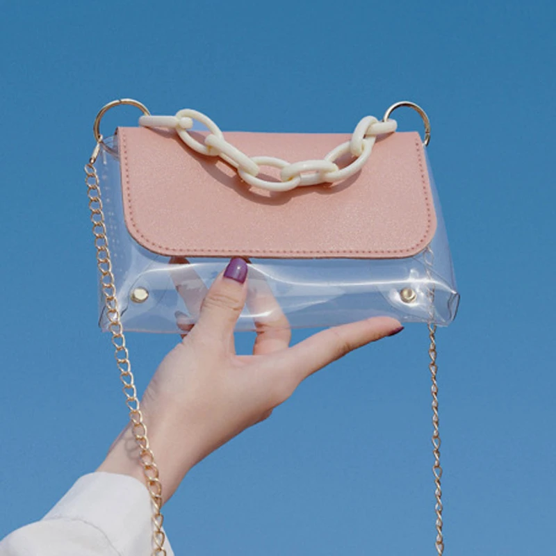 

New Summer Pure Color Lovely High Quality Transparent PVC Ladies Fashion Shoulder Bag for Women Lady Jelly Bags Women Handbags, 5 colors