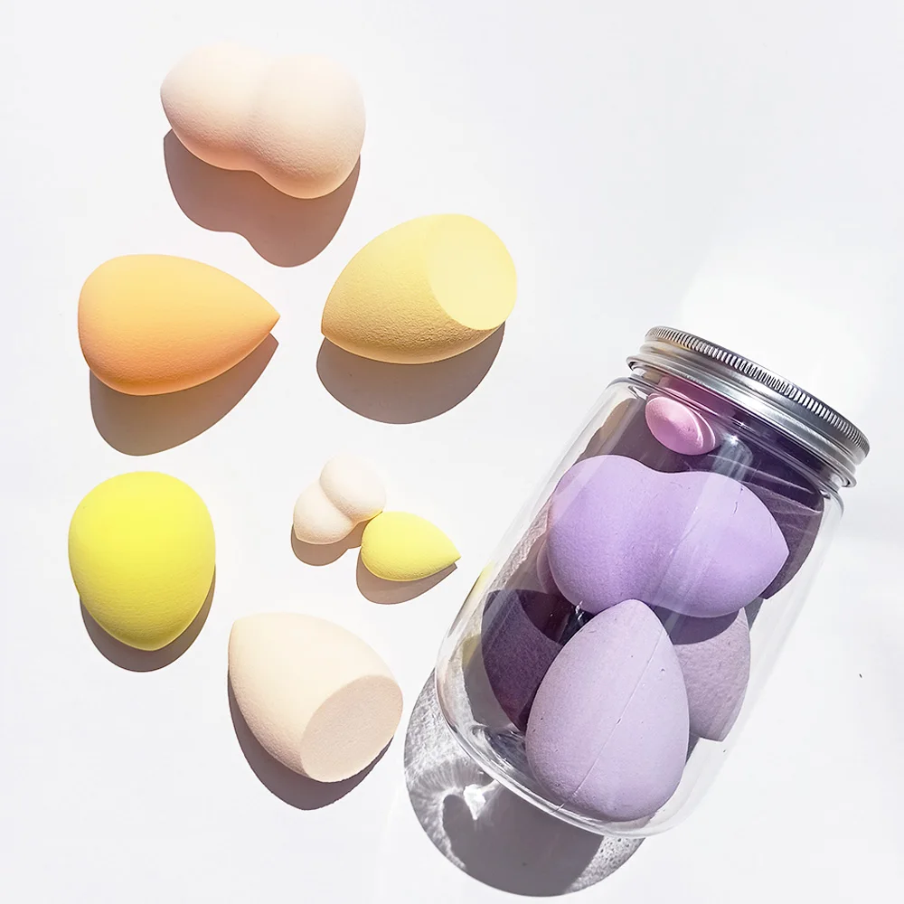 

Beaumaker 2021 cosmetic Beauty Makeup Sponge With Cover Bottle Set 7 Pieces Latex Free Soft RTS Fast Delivery Wholesale, 4 colors for option
