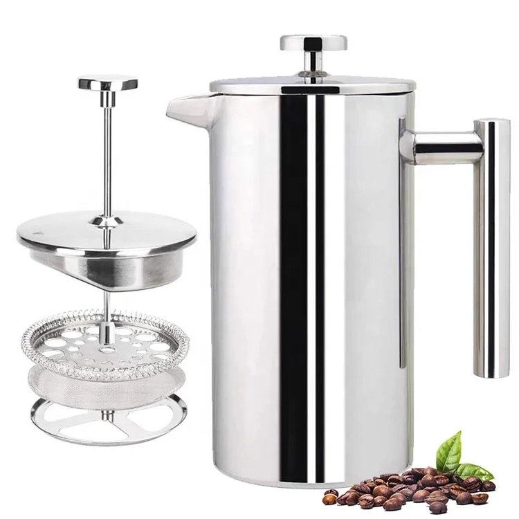 

Cafetiere French Press Inox Chambord Locking Lid Camping French Press Coffee Maker 350Ml Big Besuto Optima French Press, Stainless steel color