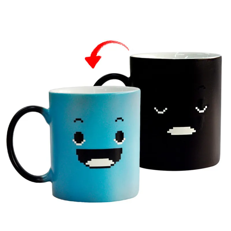 

Creative Blue Smile Magic Mug Color Changing Coffee Tea Milk Handle Cup Novelty Gifts 300ml