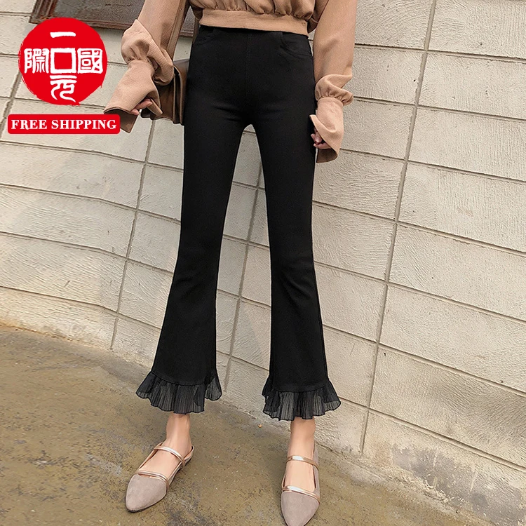 

Bell bottoms chiffon lace 2021 autumn and winter new large size women's trousers