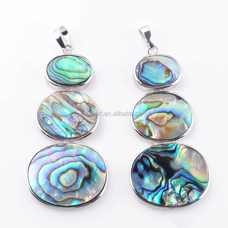 

MOP08 Three Combined Paua Abalone Shell Pendant Unique Jewelry
