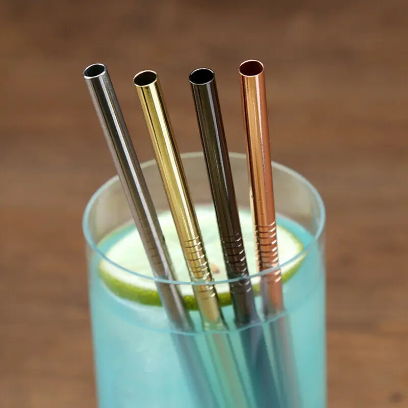 

Customized Colorful Reusable Stainless Steel Metal Straw Set With Case
