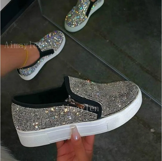

Shiny Bling Glitter Diamond Wholesale Quality Women Shoes Thick Bottom Fashion Black Gold Rose Pink Casual Sports Shoes Sneakers, Black gold rose red