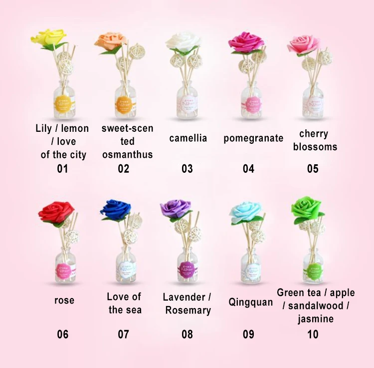 

Aromatherapy Natural Plant Fragrance Rattan Reed Diffusers Flowers with Fiber Stick