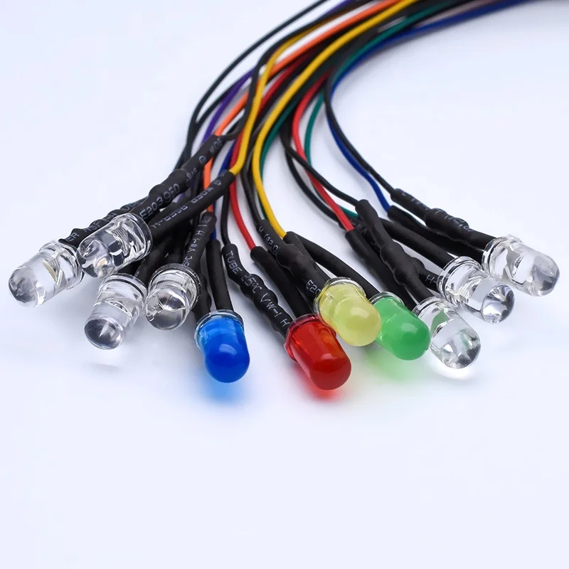 Czinelight Wholesale 5mm 12v Pre Wire Led Diodes With Flexible Cable Support Customized