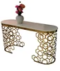 hotel furniture hollow metal structure oval marble table top rose gold coffee marble table
