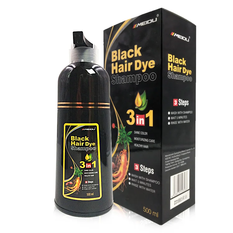 

oem label manufacturer herbal ginger natural permanent MEIDU brands dye fast magic black hair shampoo