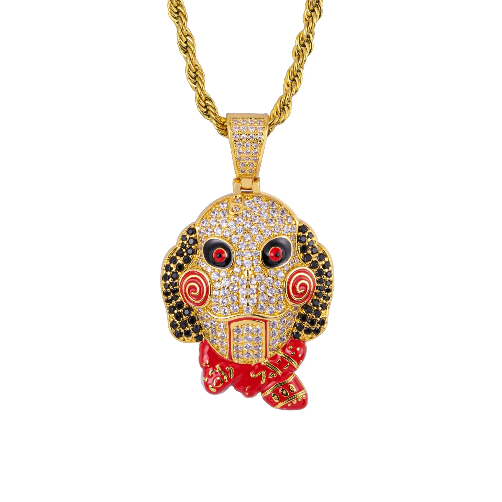 

Iced Out 69 Jigsaw Killer Pendant Clown Joker Pendant for amazon/ebay/wish online store for Wholesale in Stock, Gold silver rose gold