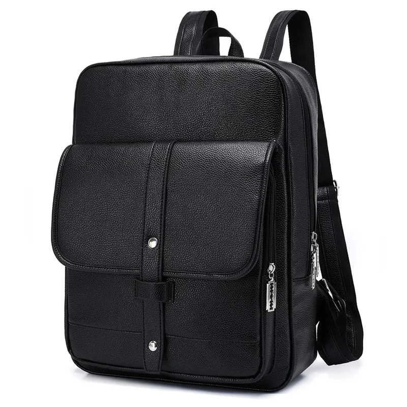 

Men fashion pu leather business casual laptop backpack, 3 colors