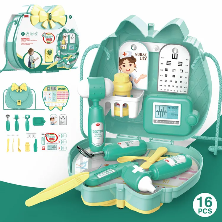 

16 pcsKids Pretend Play Toy Set Portable Bag Nursery Cooking Makeup kit