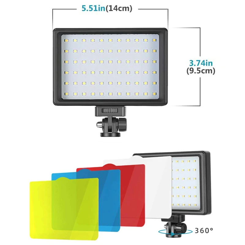 

Remote Control RGB LED Photography Lighting 66 LED 3500-5600K with Tripod Stand