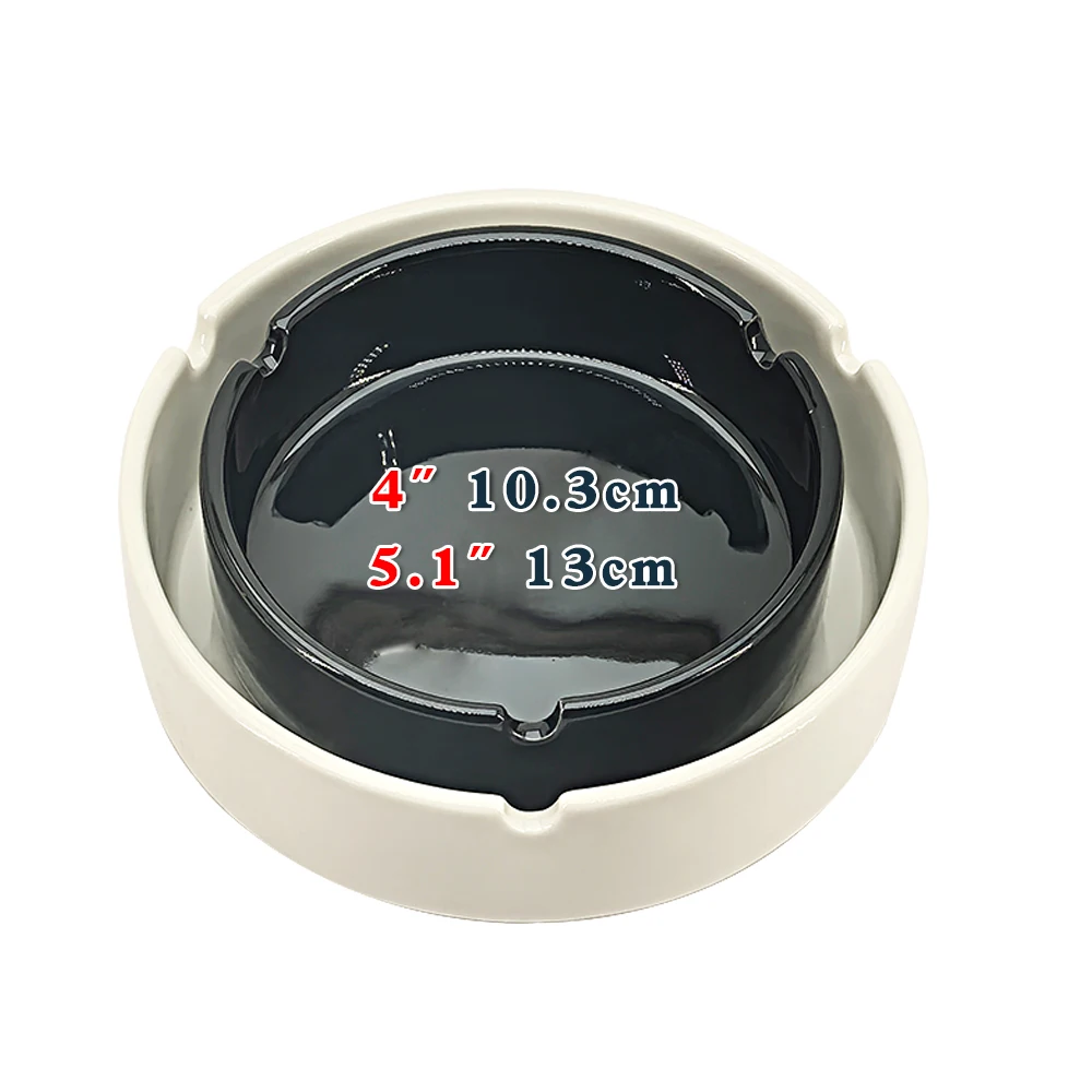 10 Pcs Custom logo Porcelain Round 4" 5" Ashtray  White Black Multicolor in Stock With Box Personalized Ashtrays Factory Low MOQ