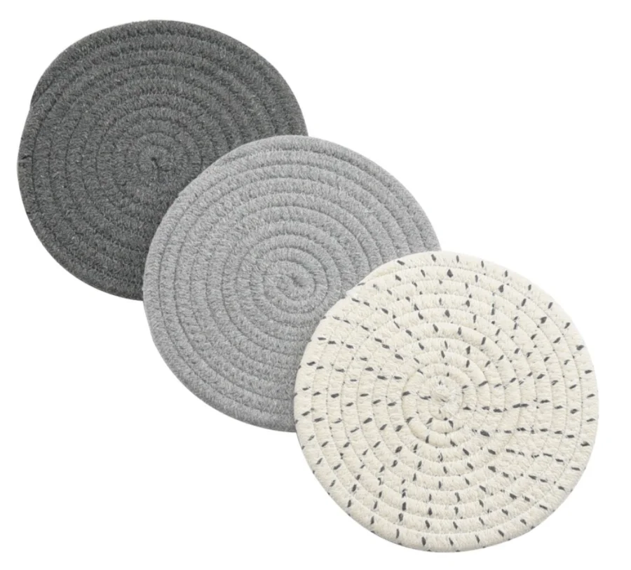 

Wholesale Coaster Round Woven Cotton Table Placemat 18 CM Decor Table Mat For Plate Pot Bowl, 12 colors