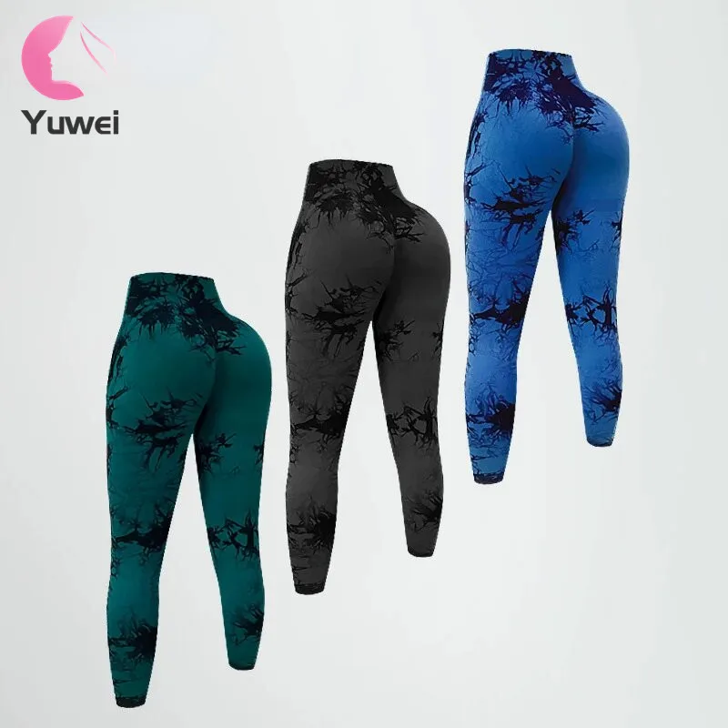 Winter High Waist Booty Butt LiftingTie Dye Seamless Workout Tight Scrunch Women Leggins Para Mujer Lady Yoga Pants