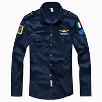 

Customized Autumn New Fashion Cotton Twill Men's Casual Slim Large Size Military Cargo Shirt