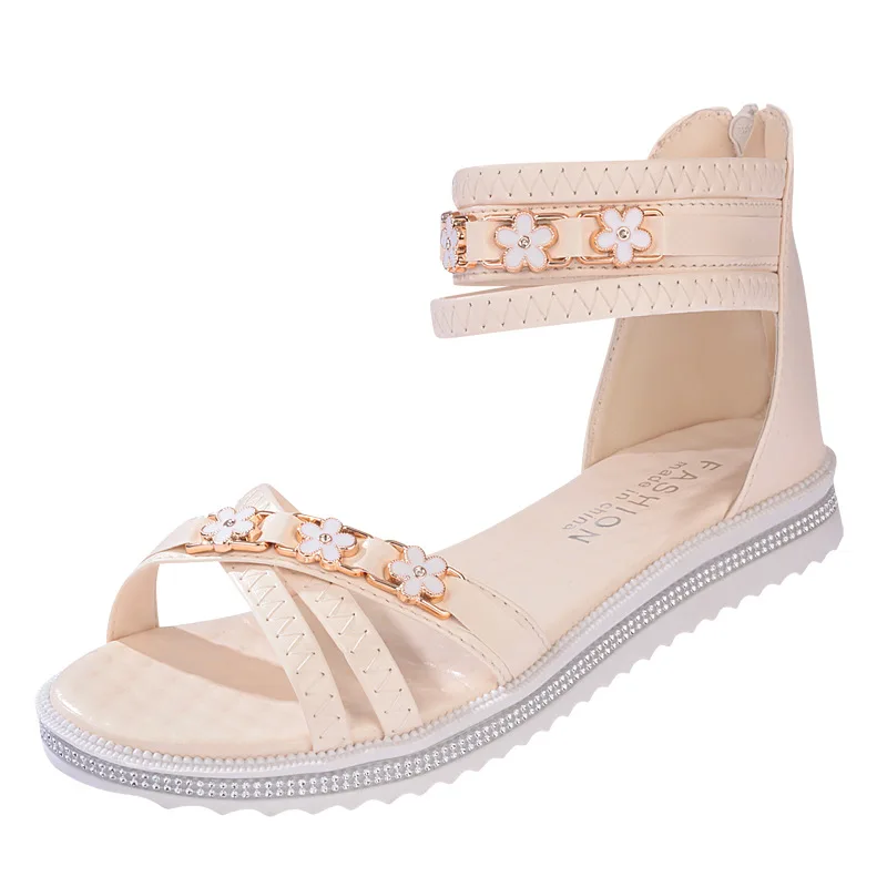 
Ankle-Wrap PU latest pink leather soft pink flower kids fashion wholesale TPR sole children sweet girl injection sandal shoes 