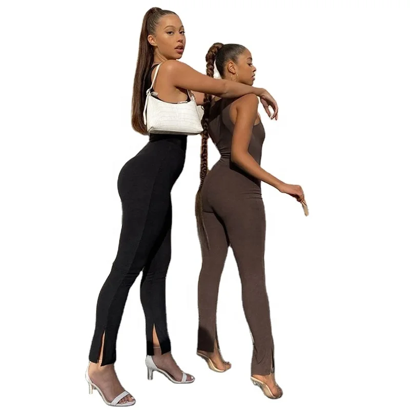 

JY032 new fashion solid casual summer fashion jumpsuit backless jumpsuits women 2021