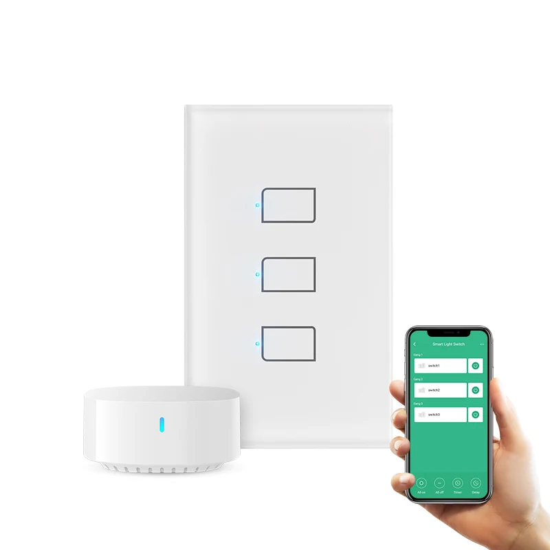 

High Quality Broadlink US 3 Gang Smart Light Remote Control Switch WiFi Wall Touch Light Switch