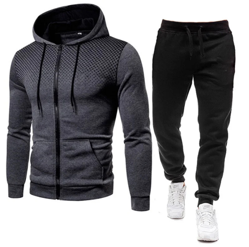 

Autumn and winter men's polka dot zipper European and American style trendy sports suit sweatsuit, Customized colors