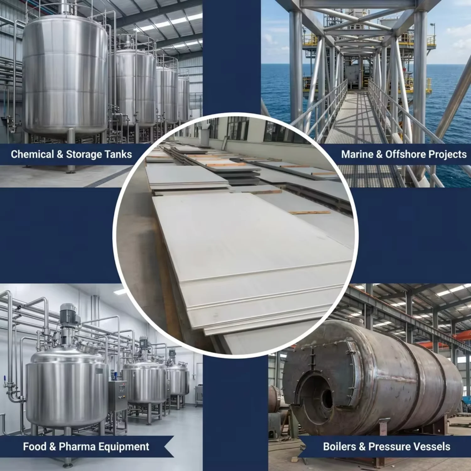 Hot Rolled Stainless Steel Plate 304 316L Full Size 1500x3000 2000x4000 2000x6000mm Heavy Gauge Sheet Stock Ready