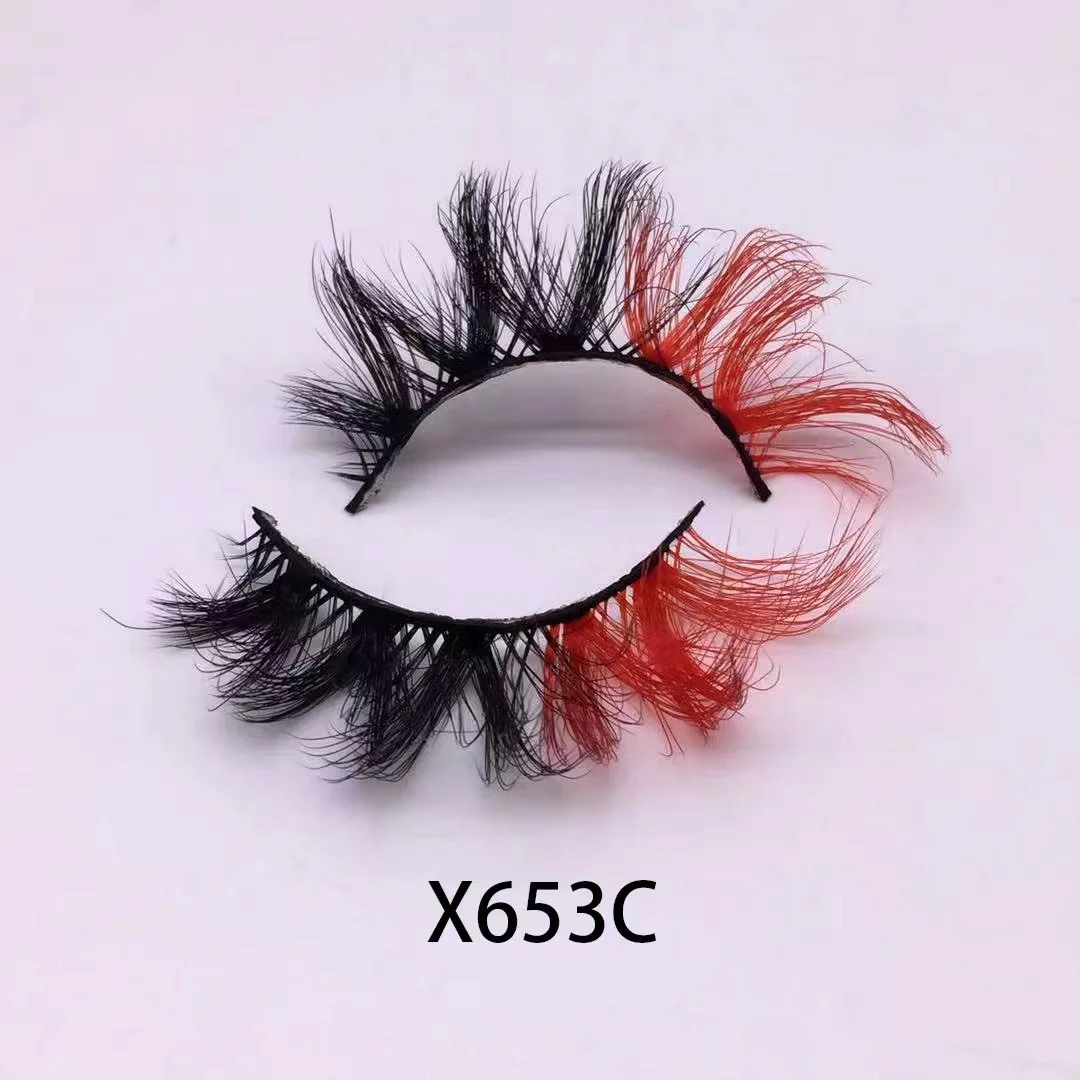 

100% cruelty free mink lashes 5d colorful mink fur strip eye lashes rainbow color multi color mink eyelashes