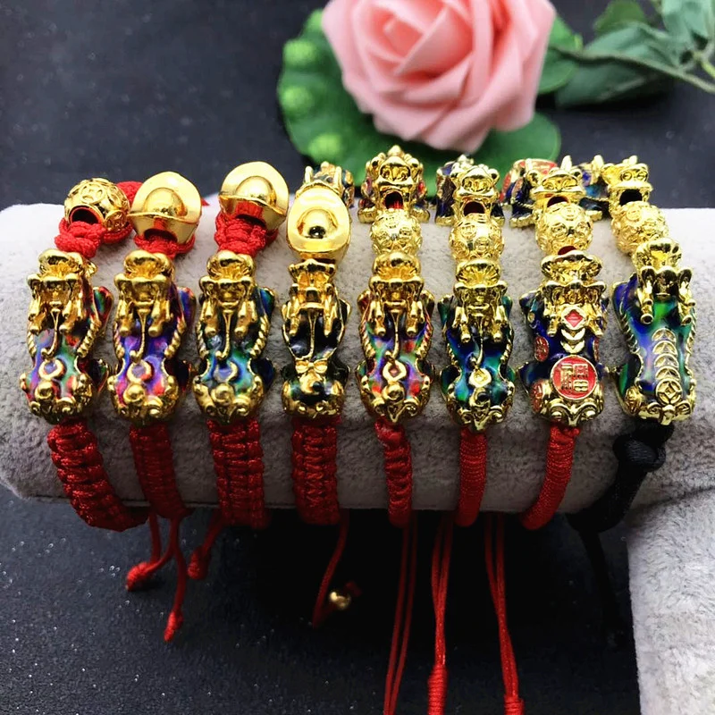 

Unique Jewelry Pixiu Braided Bracelets for Women Men Temperature Change Color Lucky Warrior Force Pixiu Rope Energy Bracelet, 12 colors