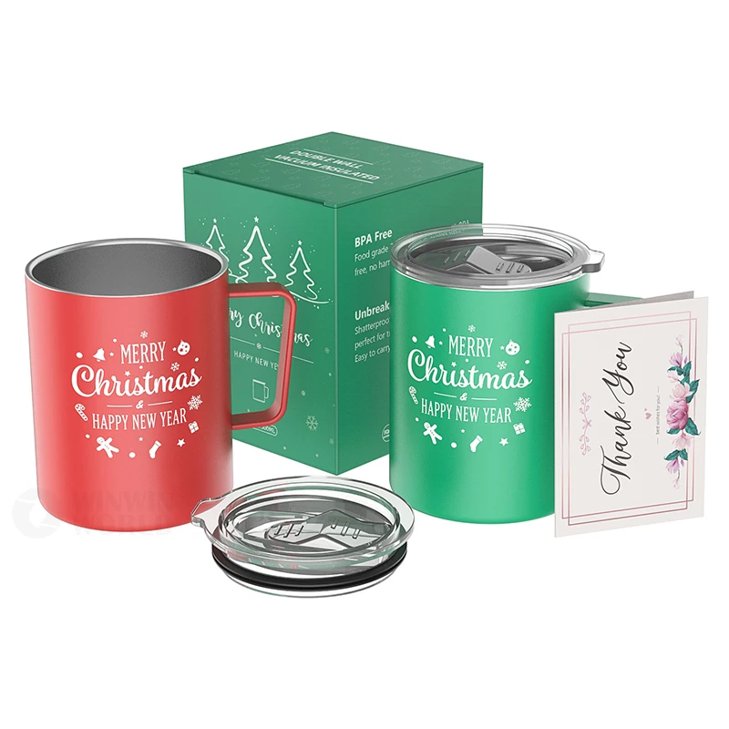 

2021 Christmas Coffee Mugs with Slash proof lid. Travel Stainless Steel Insulated Christmas Cups Mug Set, Best Gifts, Accept customized color