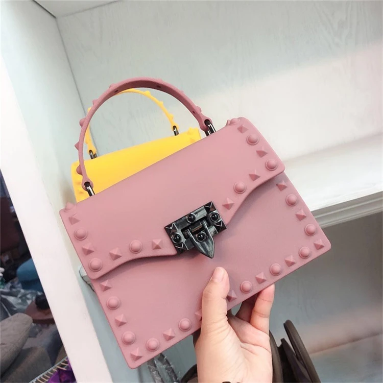 

Kenbo 2021 Autumn Newest Fashion Matte PVC Jelly Purse and Handbags Rainbow Diamond Square Women Hand Bags