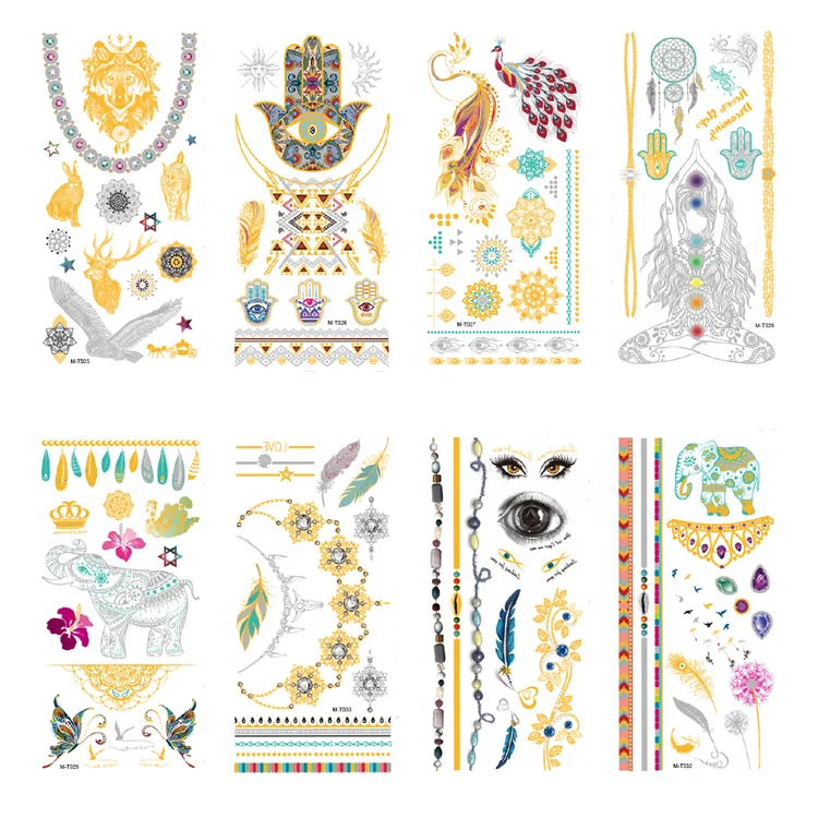 

MT Tattoo Catalog metallic gold & sliver temporary sticker tattoo, Cmyk