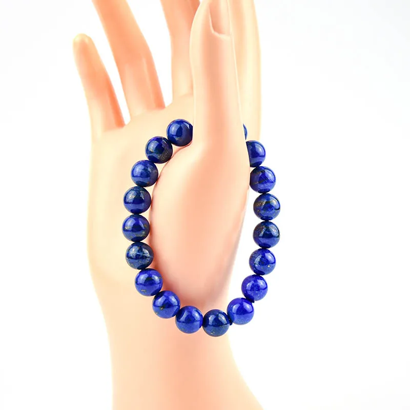 

Natural Handmade Gem Semi-Precious Gemstone Round Beads Stretch Lapis Bracelet, Mixed