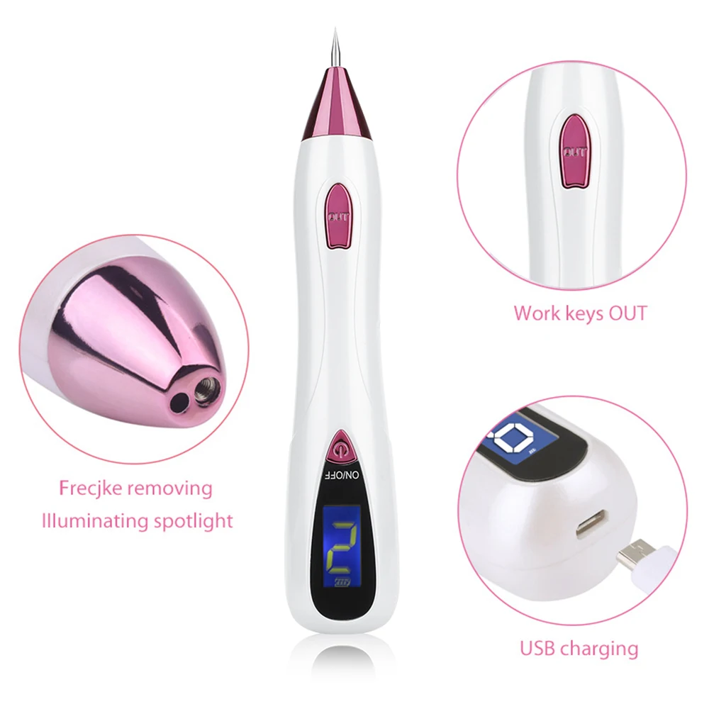 

Beauty 9 Level LCD Plasma Pen Laser Mole Removal Skin Care Tag RemoverTool Freckle Nevus Dark Age Sweep Tattoo Spot Removal Pen, Gold