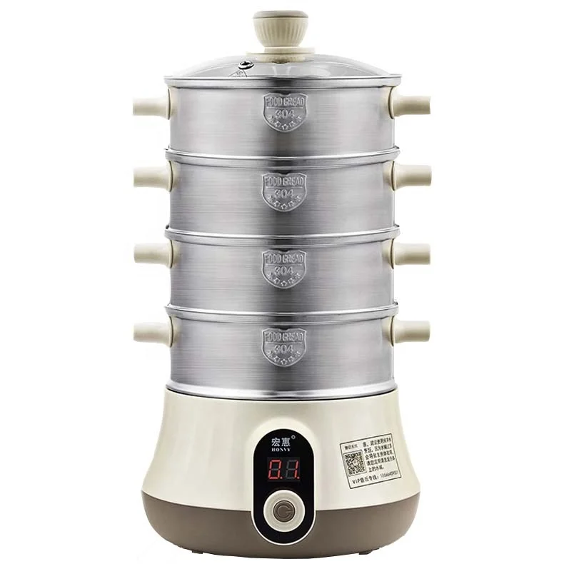
Industrial 5 layers give steam in 15S PP plastic stainless steel electric mini steam cooking pot 