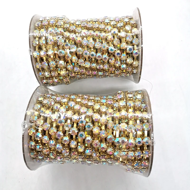 

Wholesale  crystal ab rhinestone jewelry metal cup chain trim for making jewelry garment accessories