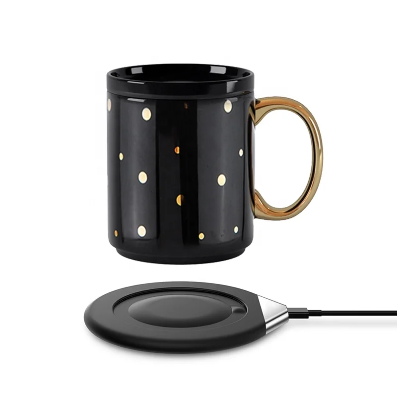 

Popular products wireless heating mug temperature control smart coffee mug 55 degree cup warmer wireless charger for gift, Customized color(black / white is classical );decal can be customized